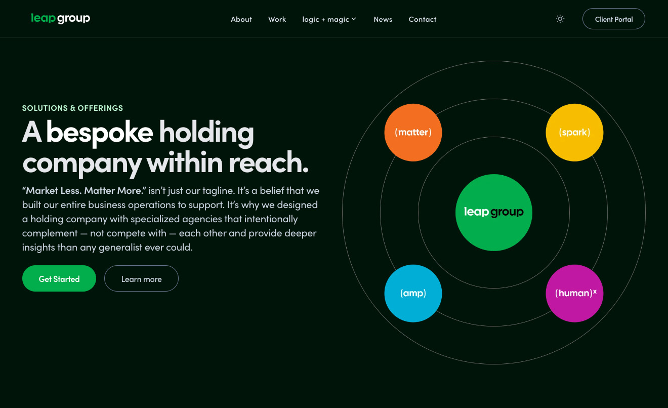 Leap Group hero — A bespoke holding company within reach