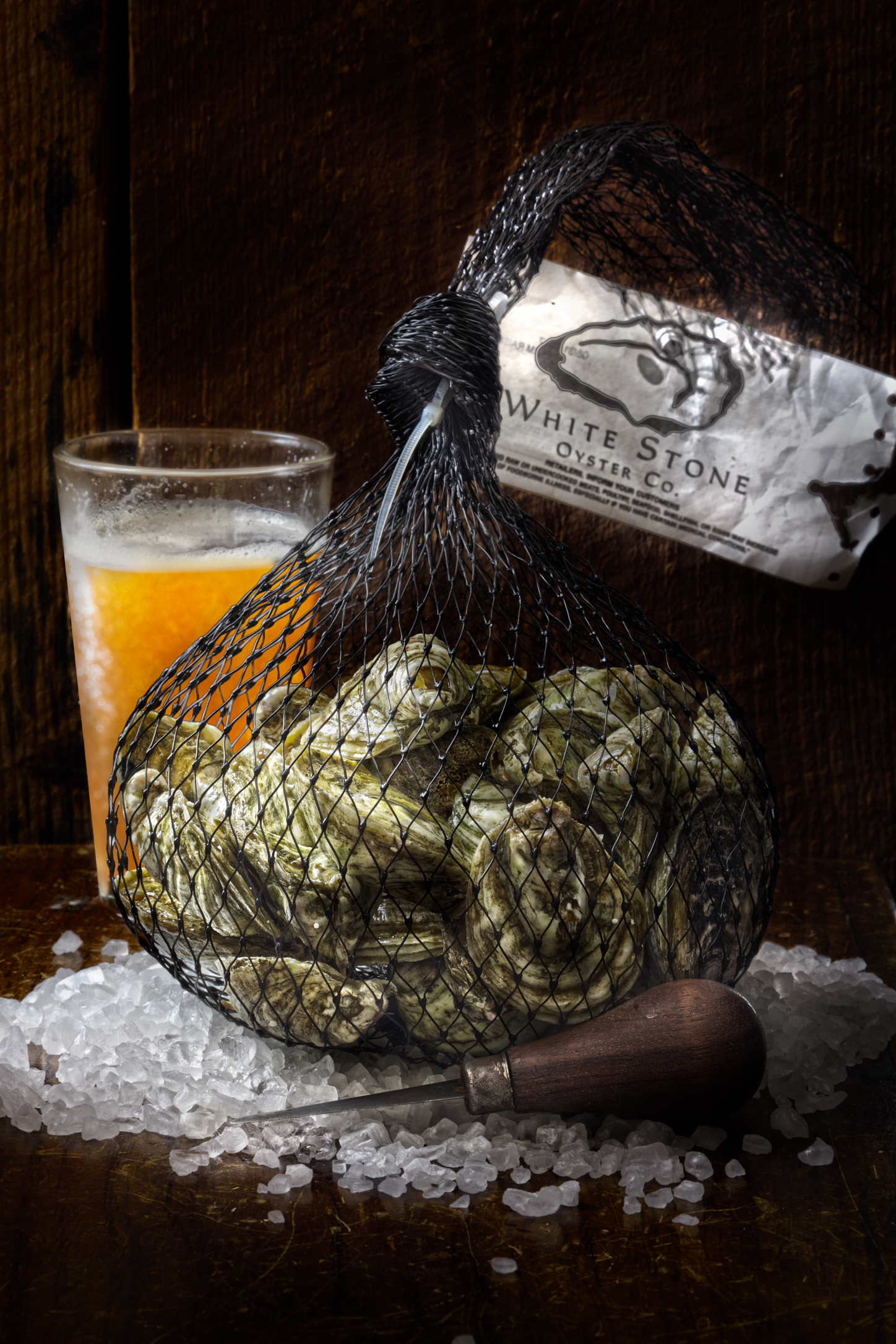 Styled oyster serving with sauce