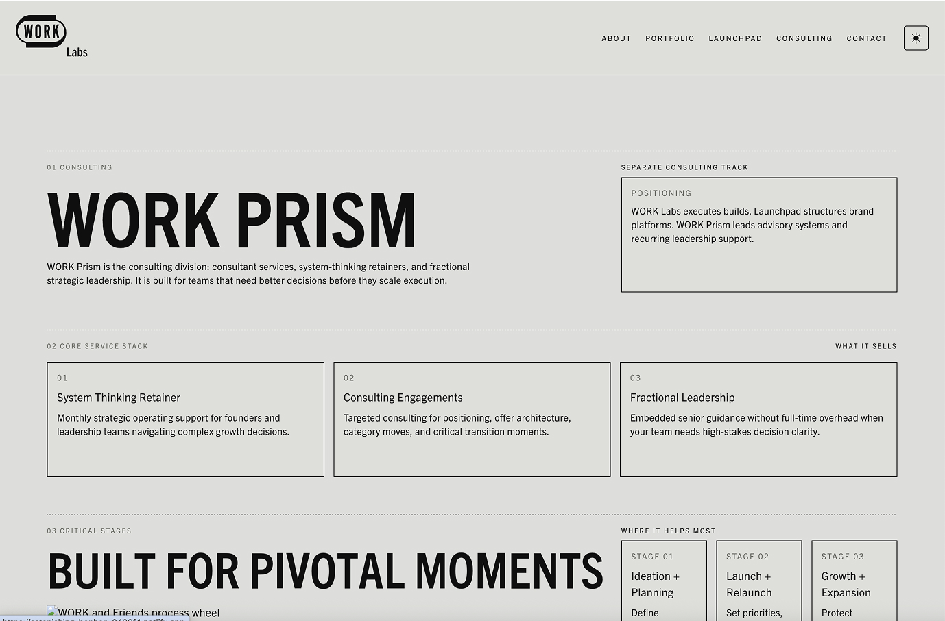 WORK Prism consulting framework page